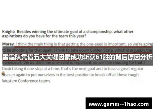 雷霆队凭借五大关键因素成功斩获61胜的背后原因分析 雷霆队凭借五大关键因素成功斩获61胜的背后原因分析